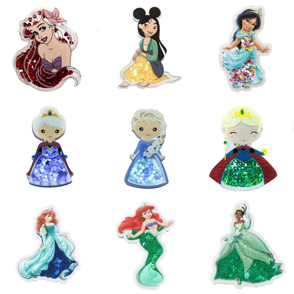 Disney Princess Cinderella Quicksand Acrylic Planar Resin Craft Supplies Cabochon Scrapbook DIY Hair Bow Bag Material Acrylic