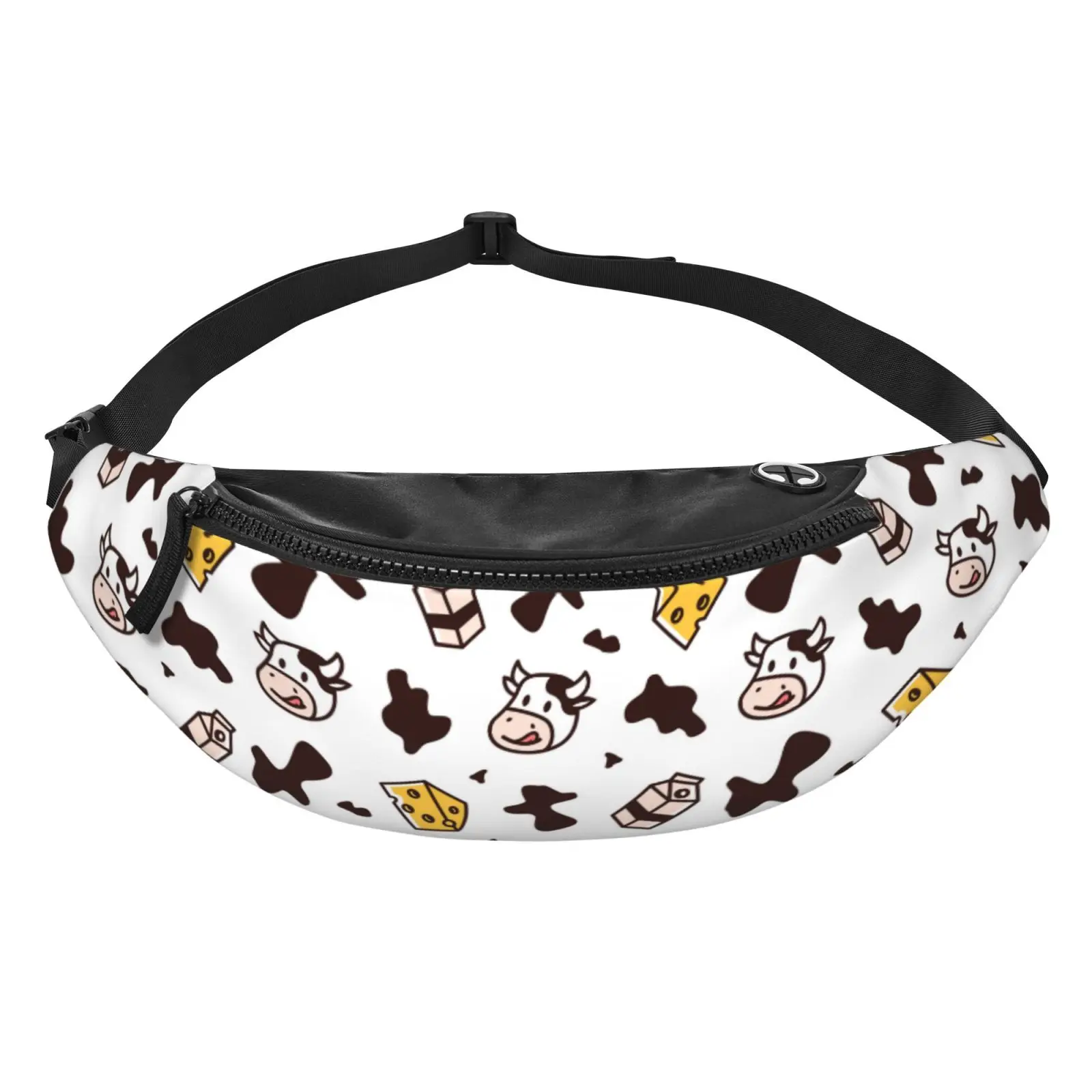 Cow Print Cheese Milk Fanny Pack Bag School Bag Travel Bag Polyester Casual Unisex Mini Backpack One Size Unisex Outdoor