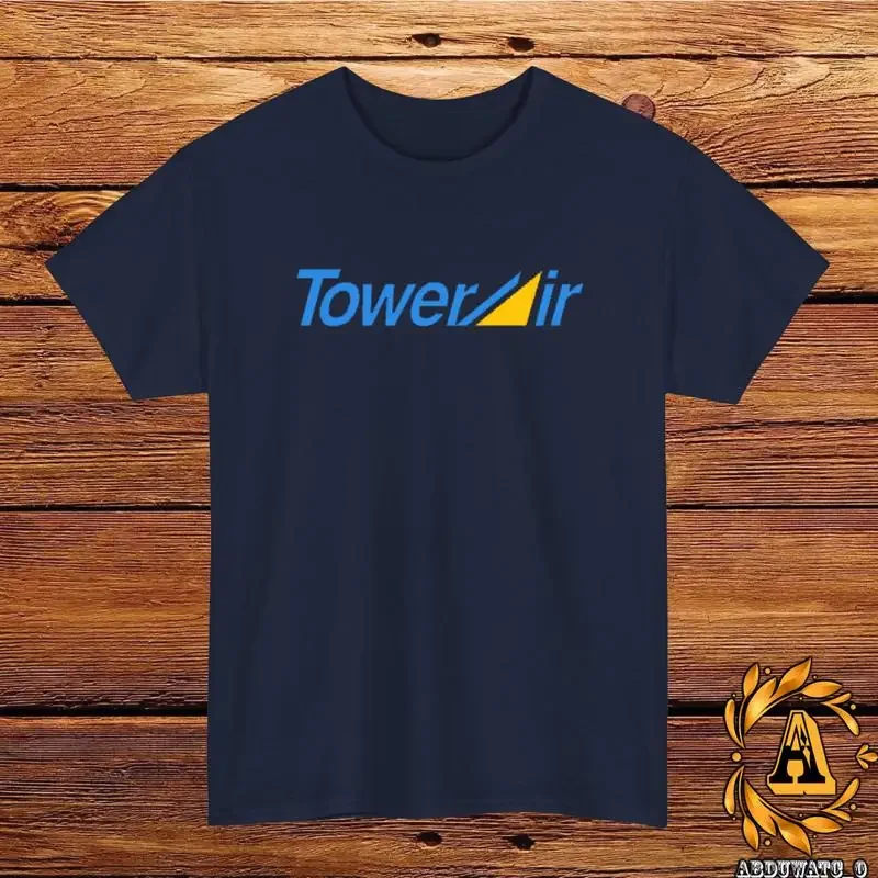 Tower Air Airlines Logo T Shirt Black Grey White Navy Red Light Blue S 5XL