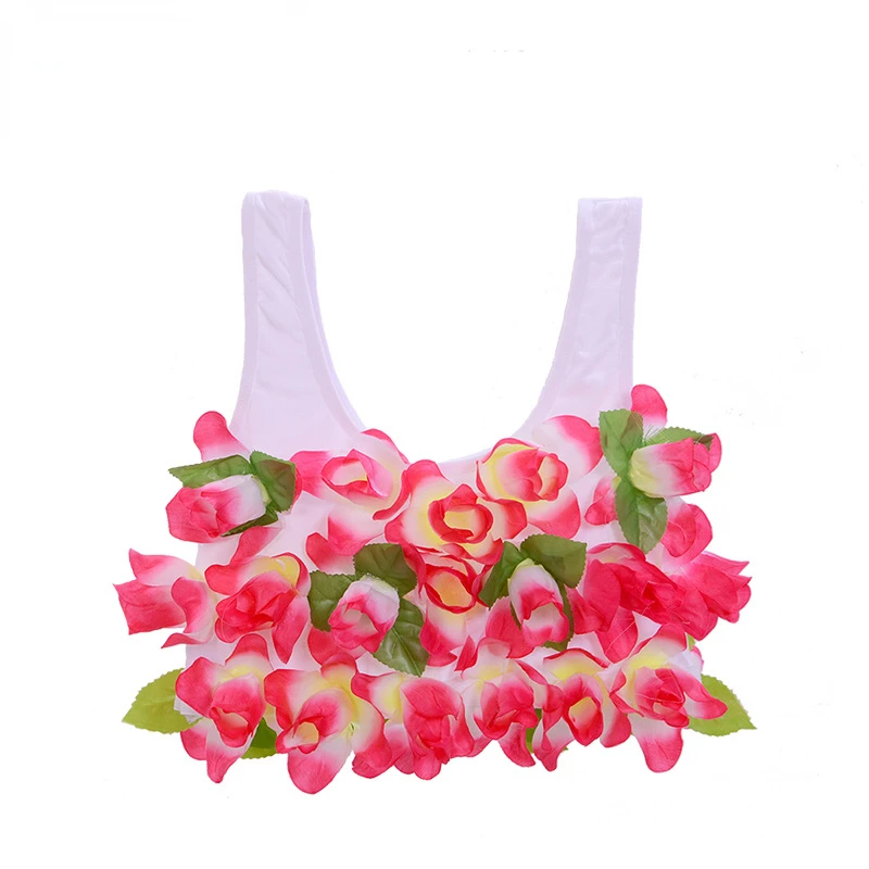 Novo colorido hawaii flor sutiã floral camisoles hula dança traje cosplay festa de natal decoração ano