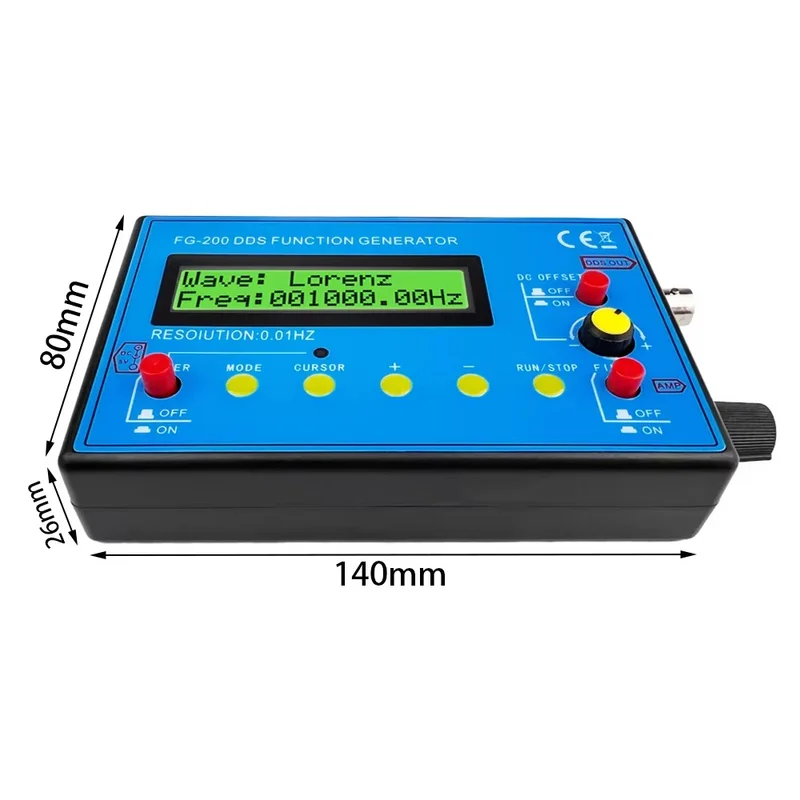 New FG-200 DDS Function Signal Generator Frequency Counter 0.01Hz - 500KHz Signal Source Module Sine+Square+Sawtooth Waveform