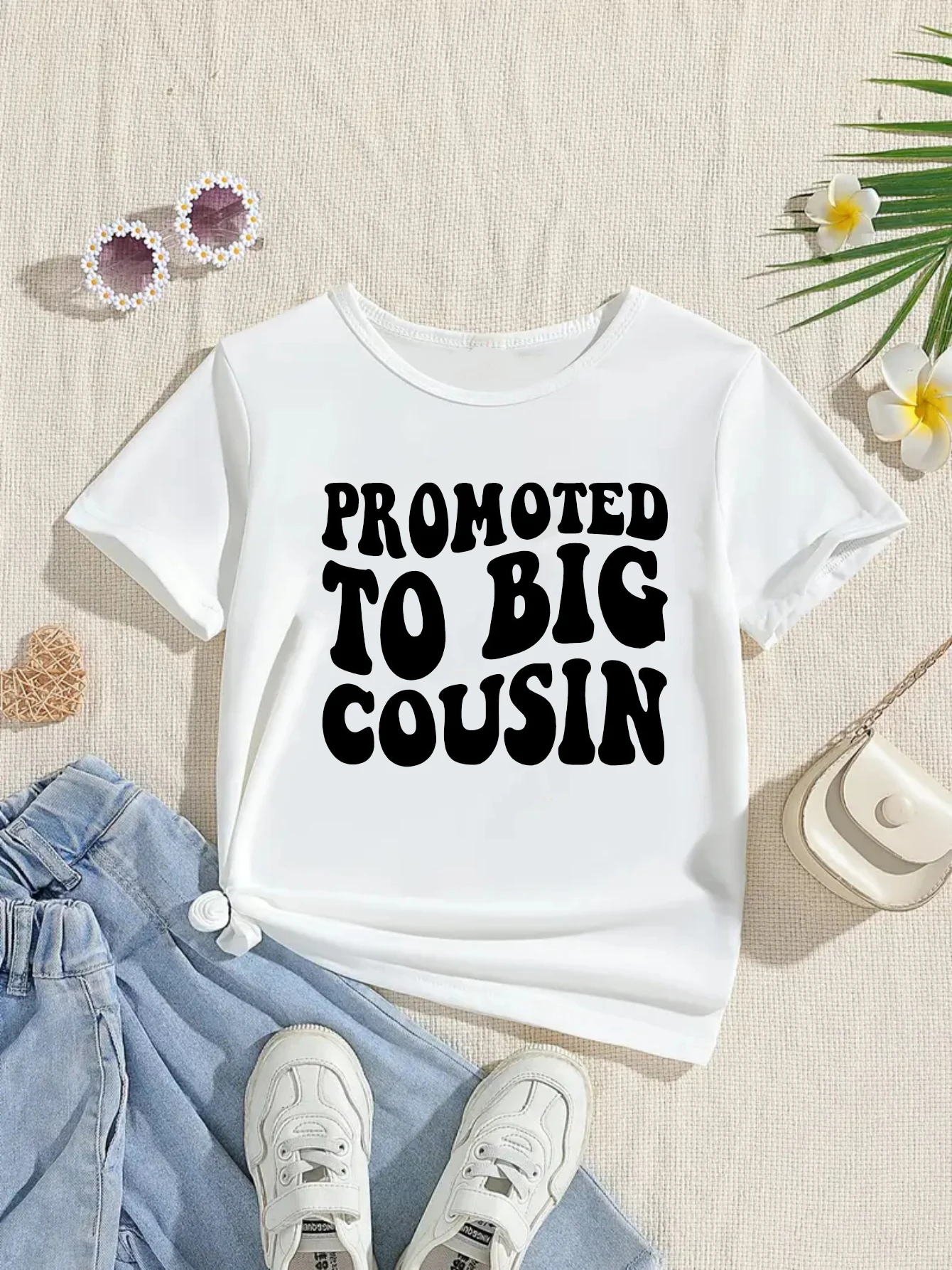 Promoted To Big Cousin Letter Printed T Shirt Girls/Boys Pregnancy Announcement T-Shirt Kawaii Kids Clothes Toddler Shirt