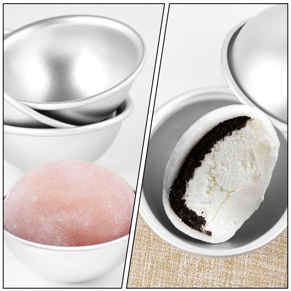 1Set Stainless Steel Snow Mei Niang Baking Mold Silver Non Stick Dessert Paper Trays Hemisphere Pudding Mold Easy Demould Baking view 4
