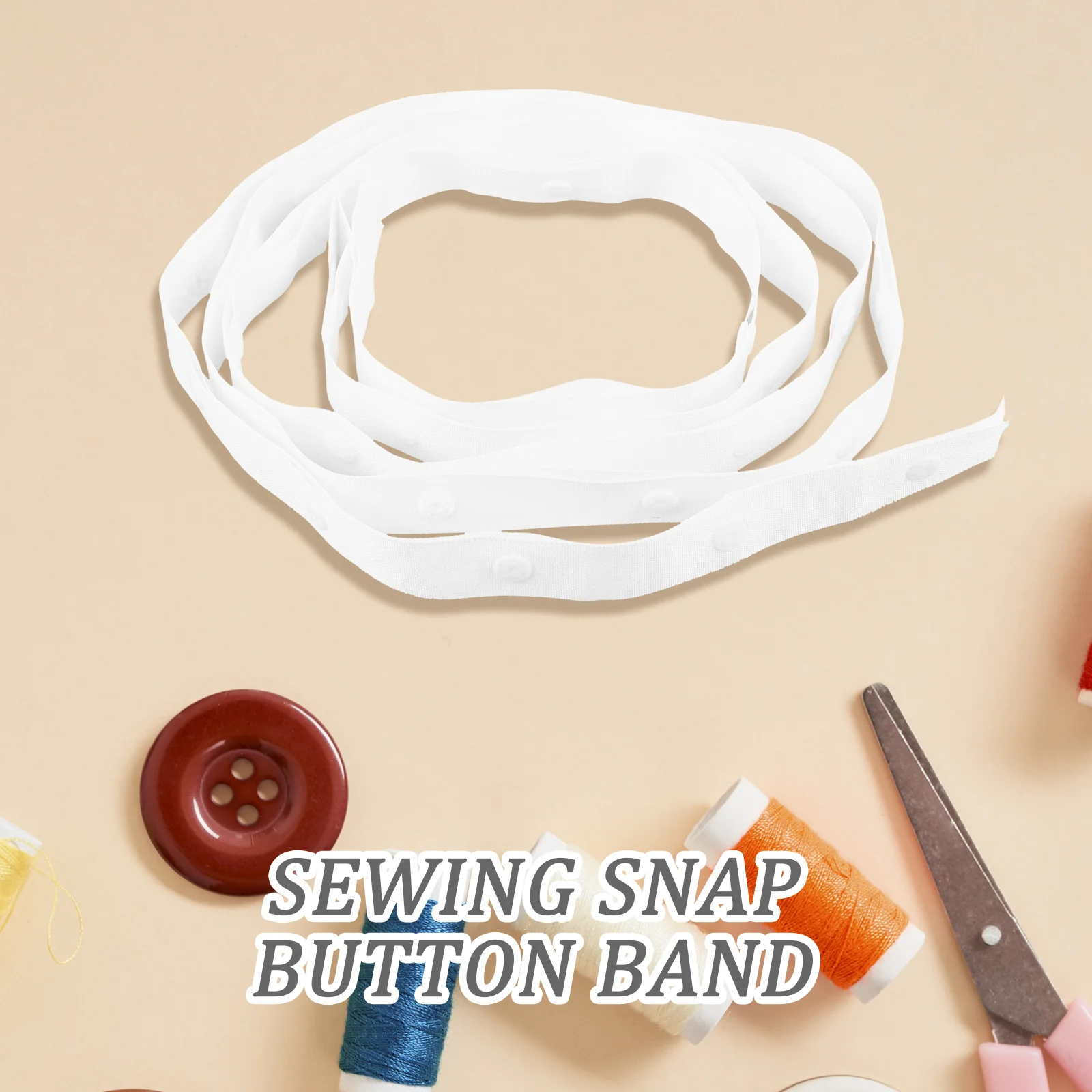 

White Snap Button Band Plastic Strap Adjustable Spacing Shirt Button Strip for Clothing DIY Sewing Trim Fastener Tool
