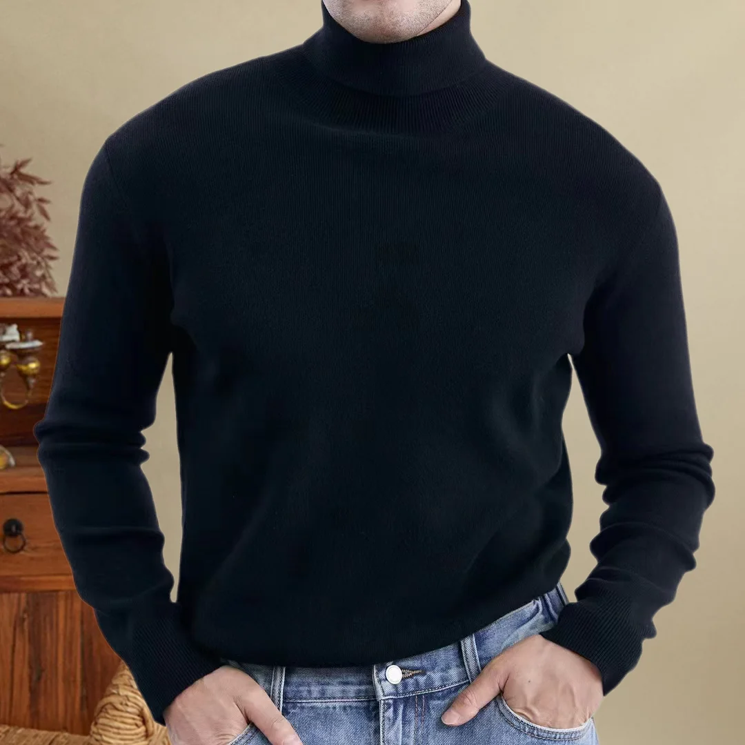 Turtleneck Simple Home Pull Homme Sweater For Men Keep Warm 7 Color Knitted Sweater Casual Social Club Outfits Herren Pullover