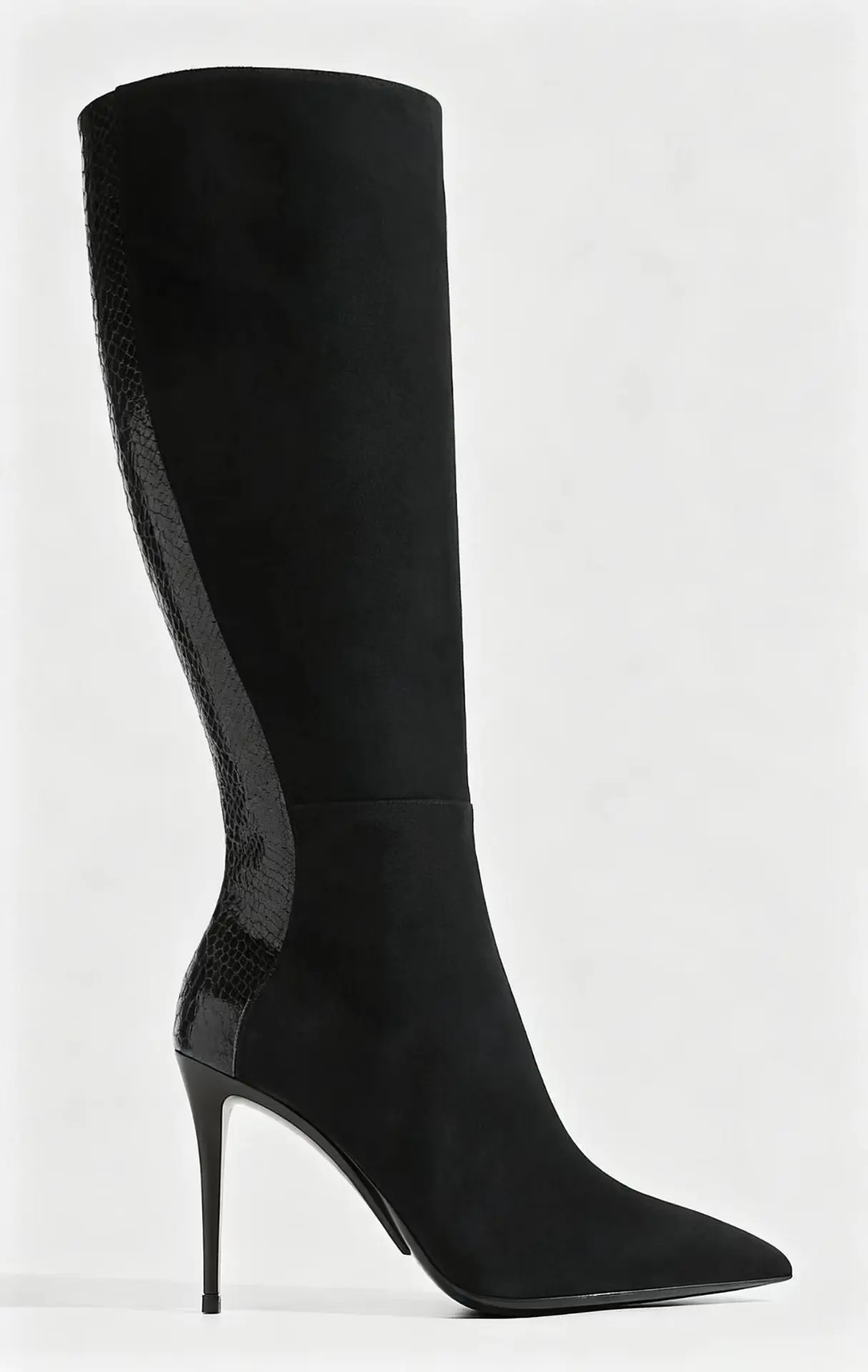 New Women Dark Brown Suede Knee High Boots Pointed Toe Stiletto Side Zipper Slim Fit Tall Boots Elegant Evening Party Long Boots