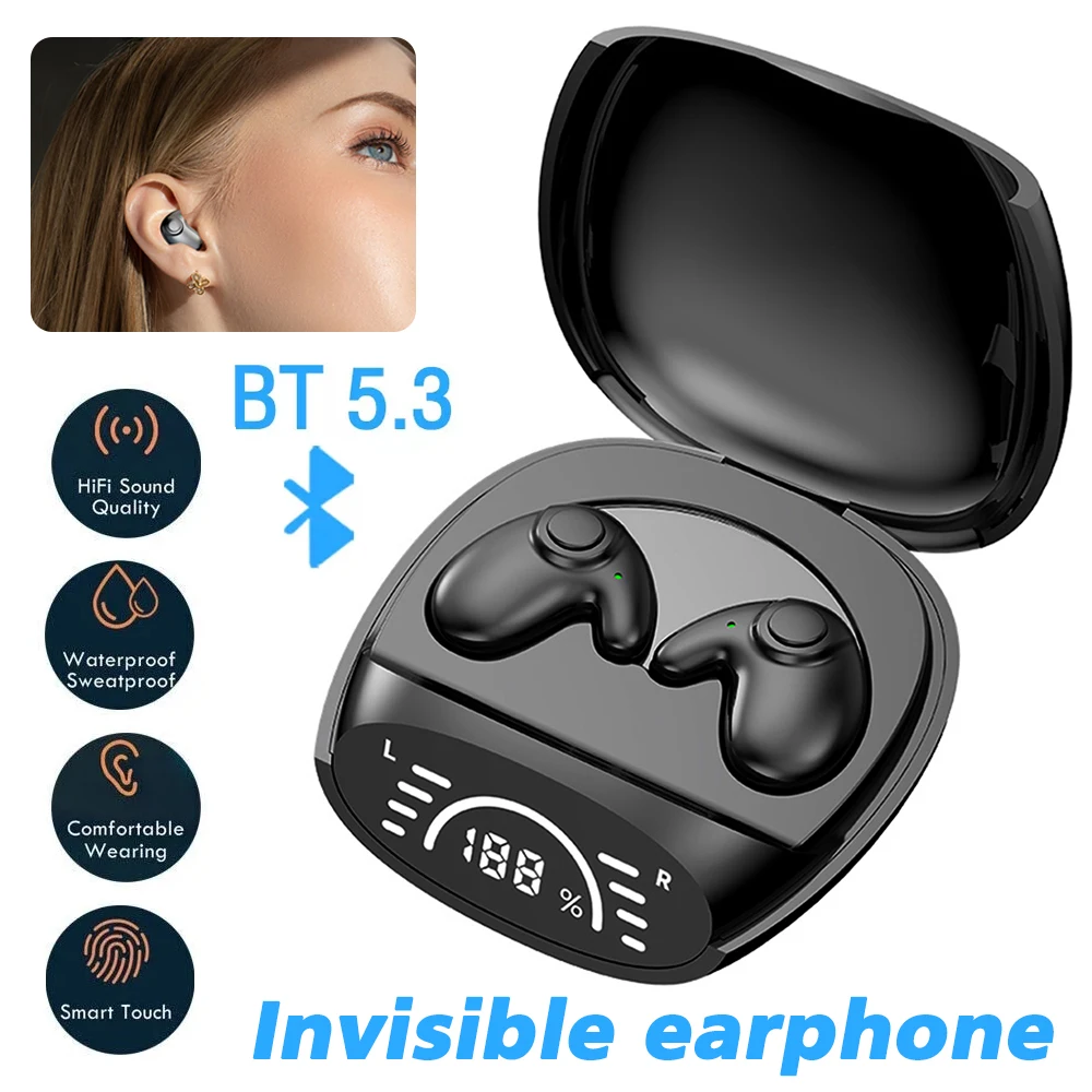 

Sleep Invisible Earbuds Mini Headphones Hidden Noise Cancelling TWS Wireless Headsets Sleep In Ear Bluetooth 5.3 Earphone