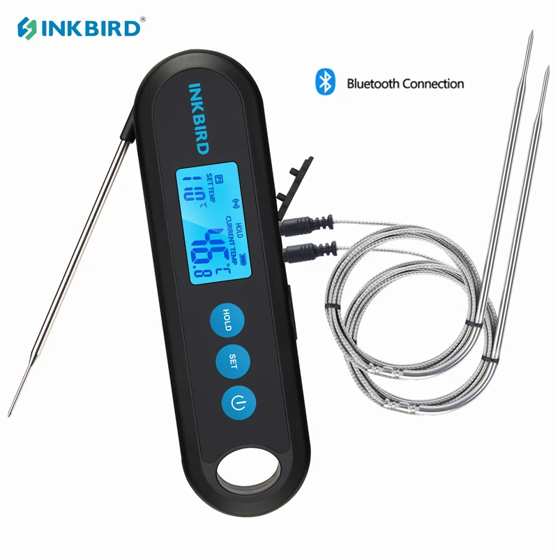 

INKBIRD IHT-2PB Bluetooth-compatible Food Thermometer With 2/3 Temperature Probes Backlit LCD Timer Alarm Calibration 2s Readout