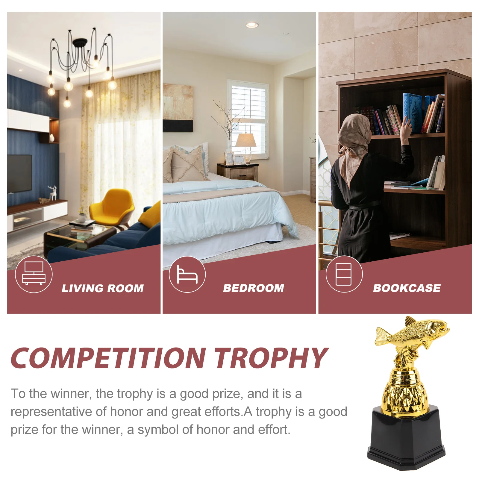 

3Pcs Mini Trophy Fishing Shaped Competition Party Award Trophy Cup Ceremony Decoration for Winner Prize