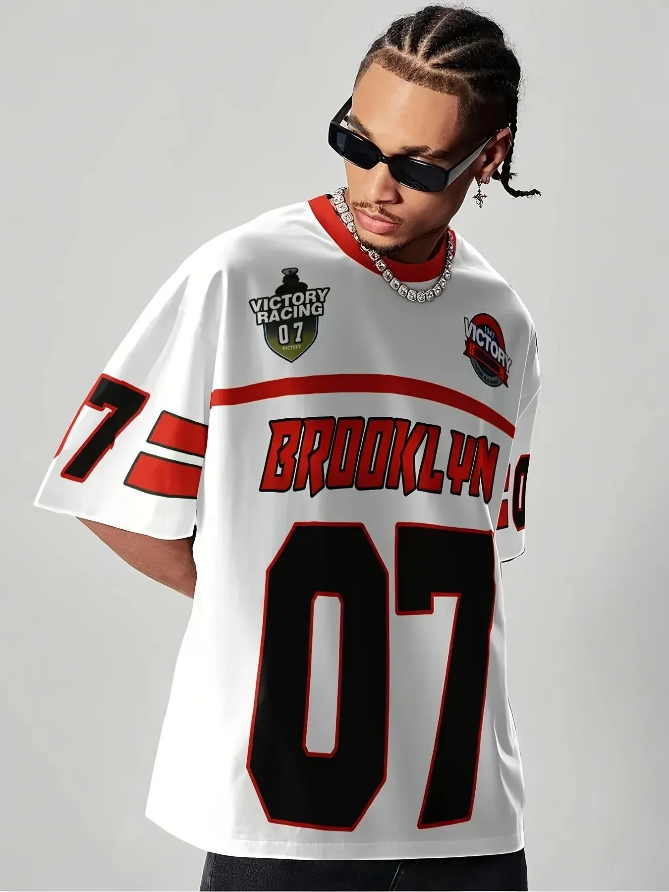 American style new men's summer Brooklyn alphanumeric print micro elastic breathable round neck T-shirt outdoor street top