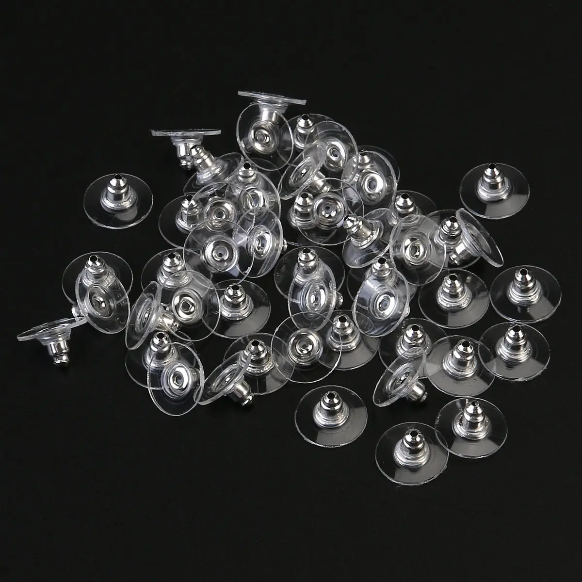 50Pcs Metal Earring Backs Clutch Clear Pad Long-Lasting Lightweight Earring Back Stopper Best Jewelry Making Accessories