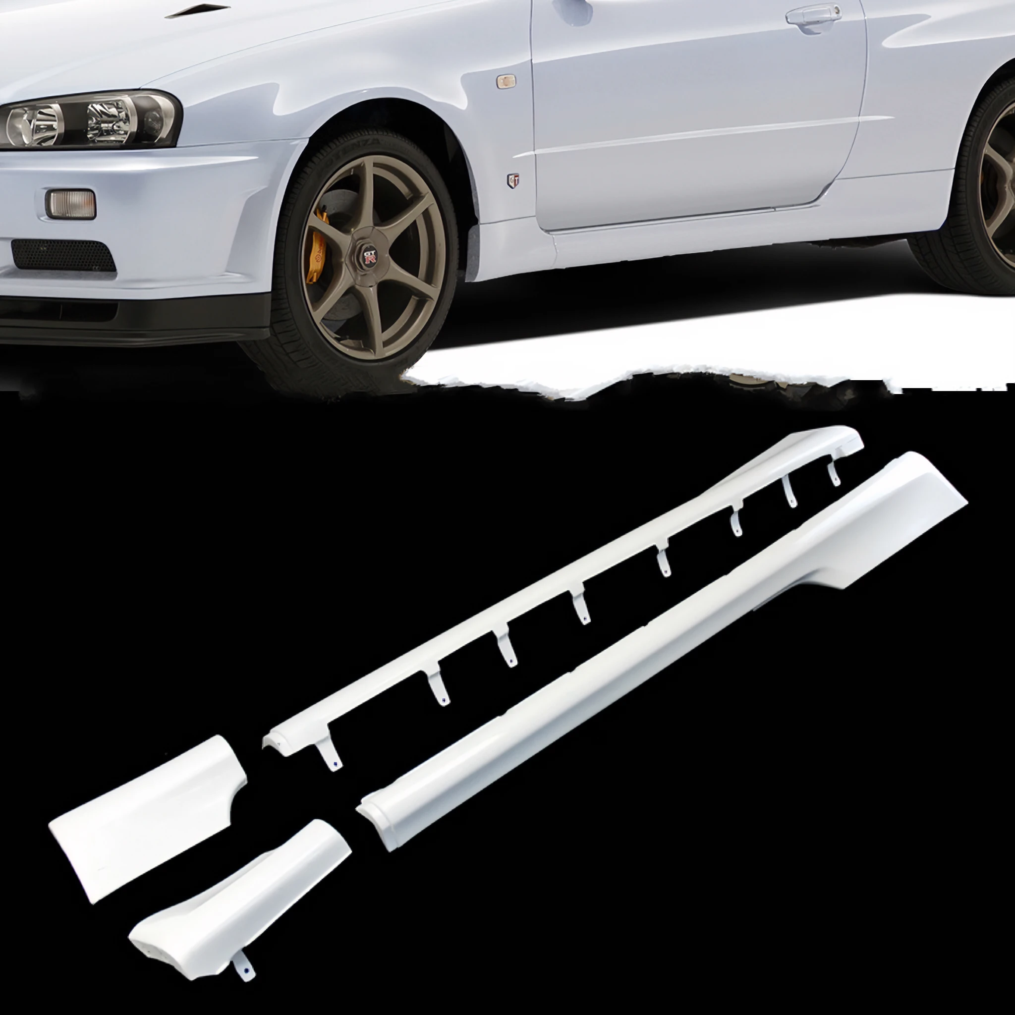 For Nissan SKYLINE R34 GTR 2 DOOR SIDE SKIRT GTR34 Side KITS Body kit