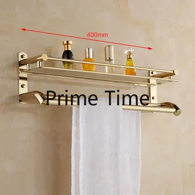 Gold Shower Rack Layer Number Bathroom Accessories Bathroom Towel Shelf 2 Layer Corner Storage Holder Shelves Bath Hardware Set