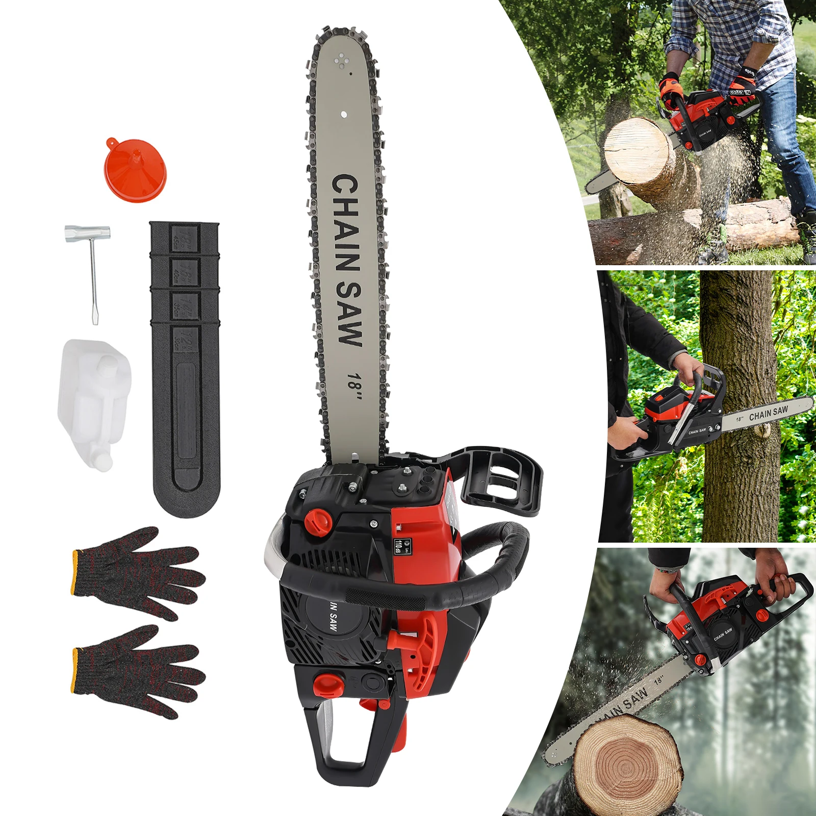 

Handheld Gasoline Chain Saw 2.2Kw 2800-11000rpm Gas Chainsaw 58cc Gasoline Chainsaw for Garden Pruning, Forest Logging
