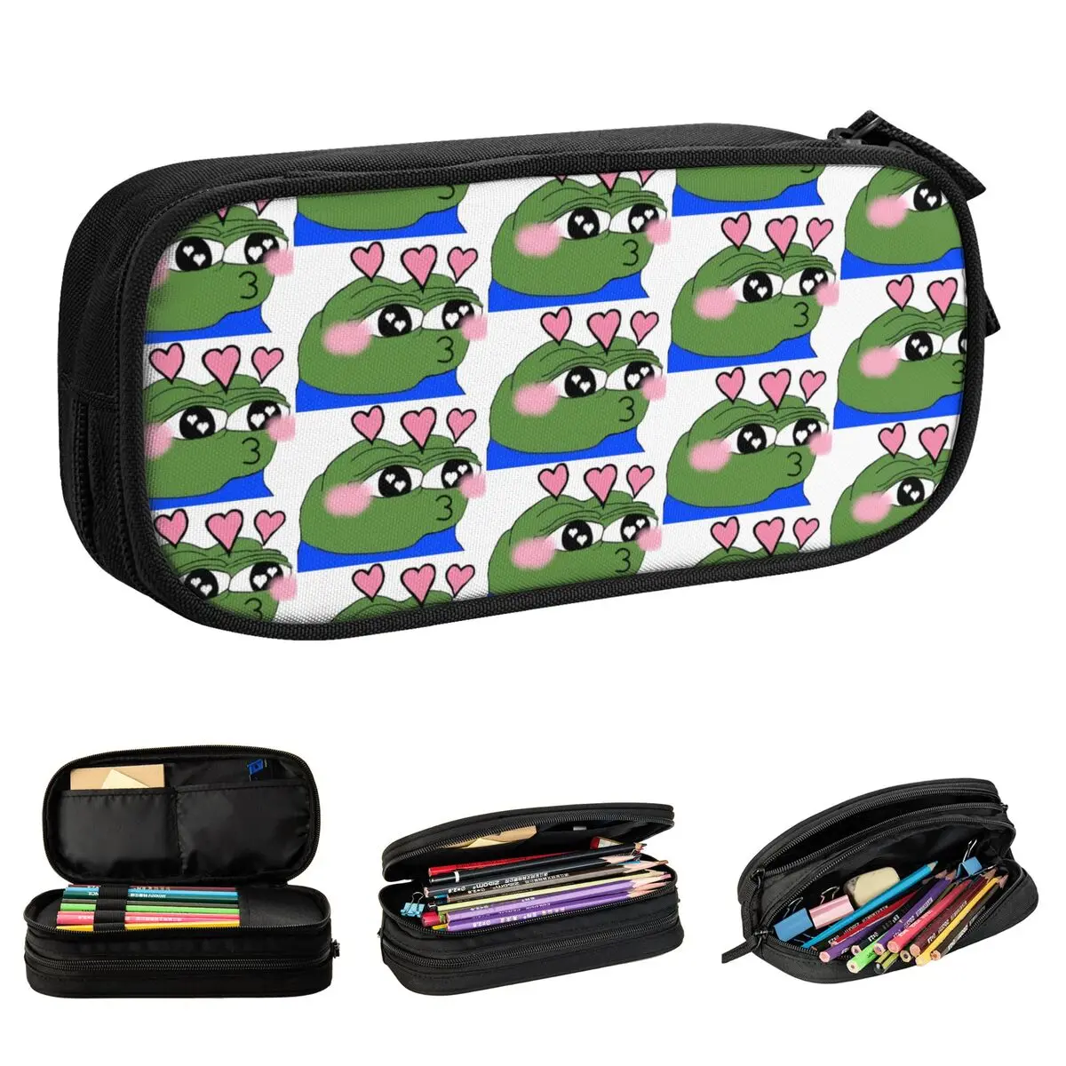 

Классические милые пеналы P-pepe Frog Kiss, пеналы для девочек и мальчиков, большая сумка для хранения, школьные канцелярские принадлежности на молнии для студентов