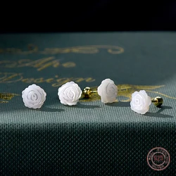925 Sterling Silver French Rose Flower Stud Earrings Women's Romantic Screw Plant Niche Earring Party Piercing Jewelry Wholesale