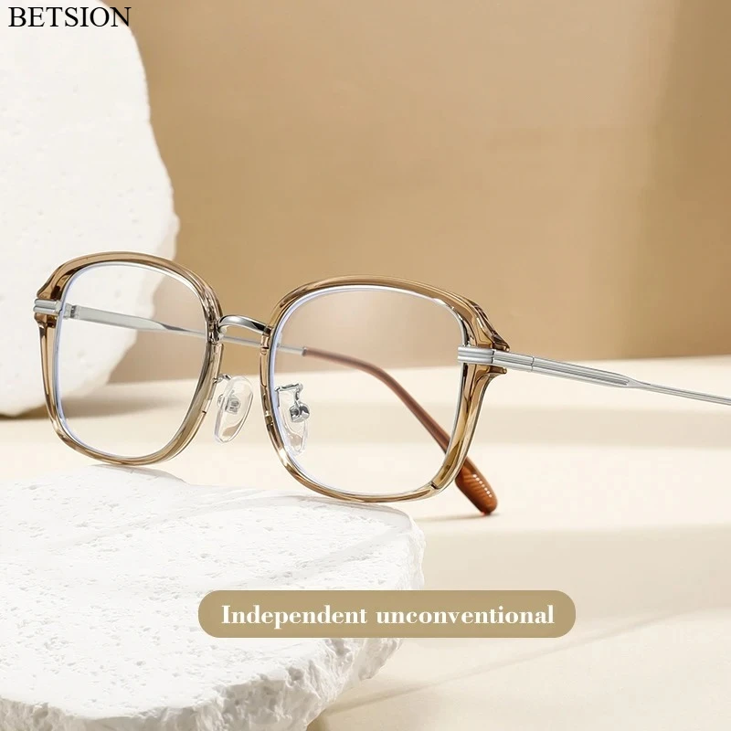 

BETSION Retro Simple Anti Blue Light Personalized Design Men's Square Frame Reading Glasses Women Customized Prescription #31283