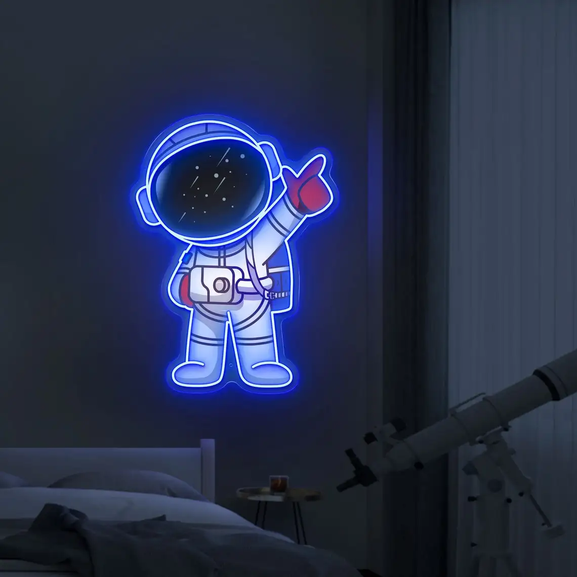 Astronaut Neon Sign UV Print Astronaut Acrylic Artwork Neon Kids Bedroom Decor Personalized Birthday Gift