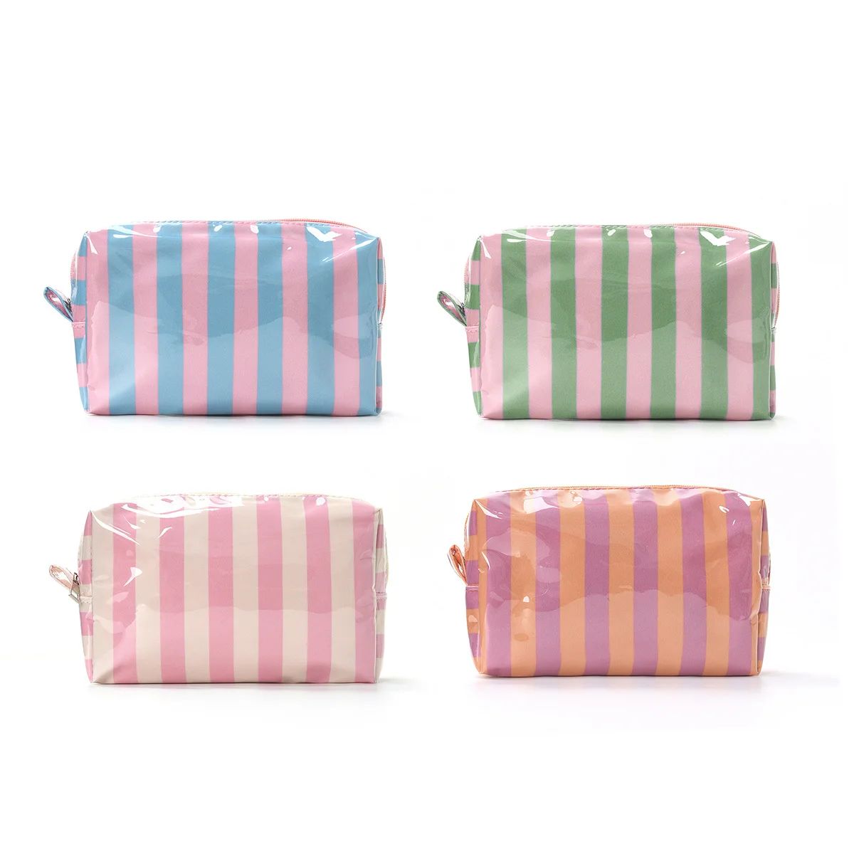 Large-capacity color-blocked makeup bag, striped storage bag, high-appearance travel portable cosmetic storage bag