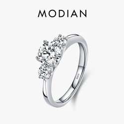 Modian Classic Design Real 925 Sterling Silver Ten Hearts Arrow Zirconia Finger Rings For Women Wedding Anniversary Fine Jewelry