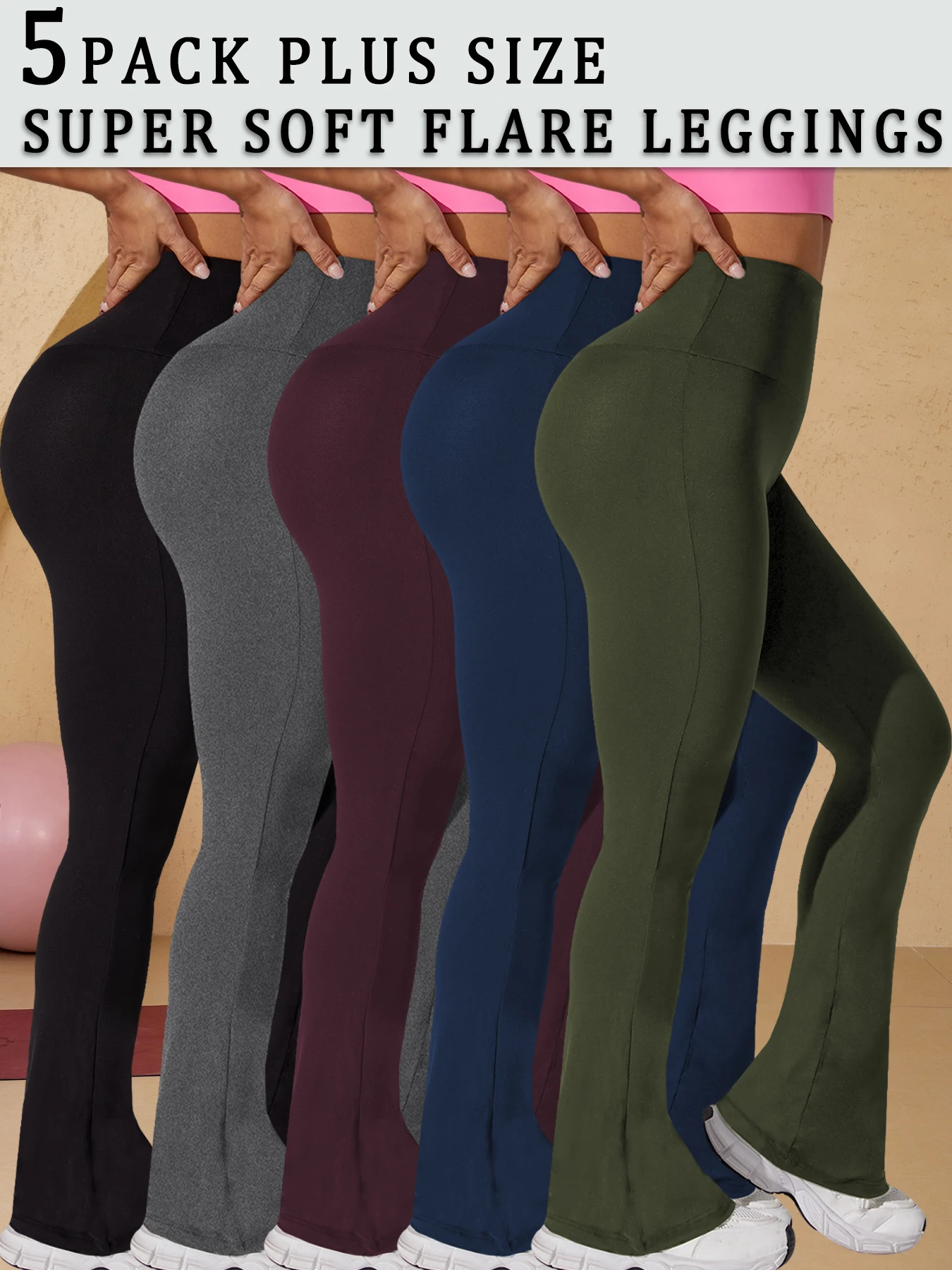 

Большие размеры, 5 шт., супермягкие спортивные леггинсы для женщин, без прозрачных спортивных леггинсов для бега, йоги, бега, бега