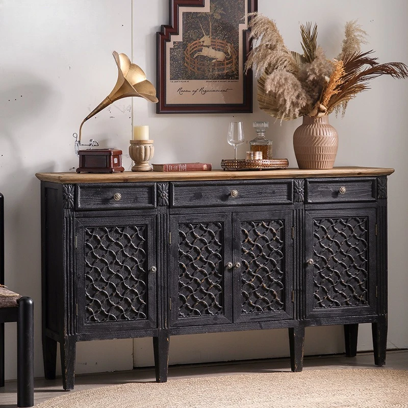 home solid wood porch cabinet, age sense antique furniture decorative cabinet