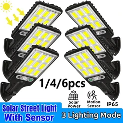 Luces solares para exteriores con Sensor de movimiento, luces LED impermeables de pared de seguridad, lámparas de calle Con 3 modos, Patio, garaje, 117COB, 1, 2, 6 piezas