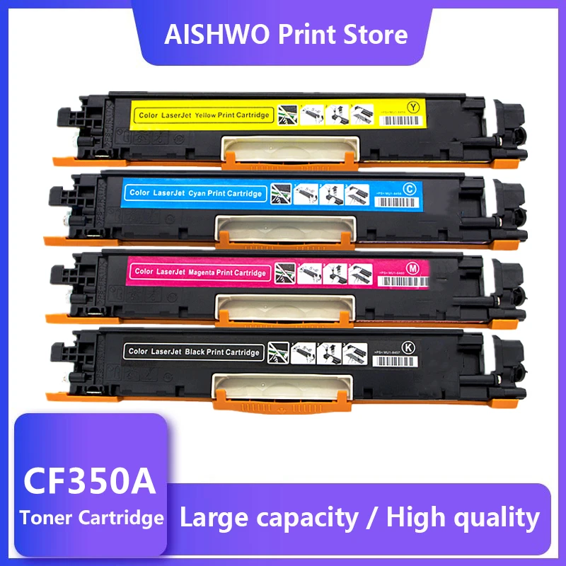 4Pcs toner cartridge CF350A 350A CF351A CF352A CF353A 130A comptible for hp Color LaserJet Pro MFP M176n M176 M177fw M177