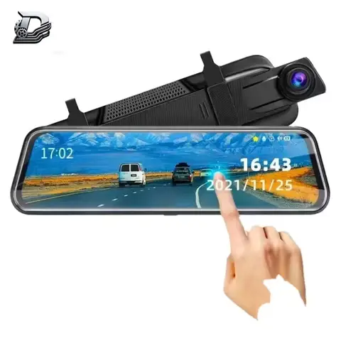 9.66 Inch Touch Screen Car Mirror 1080P Dash Cam Doble Camara Mirror Car Dvr Dual Lens Front and Rear Dashcam