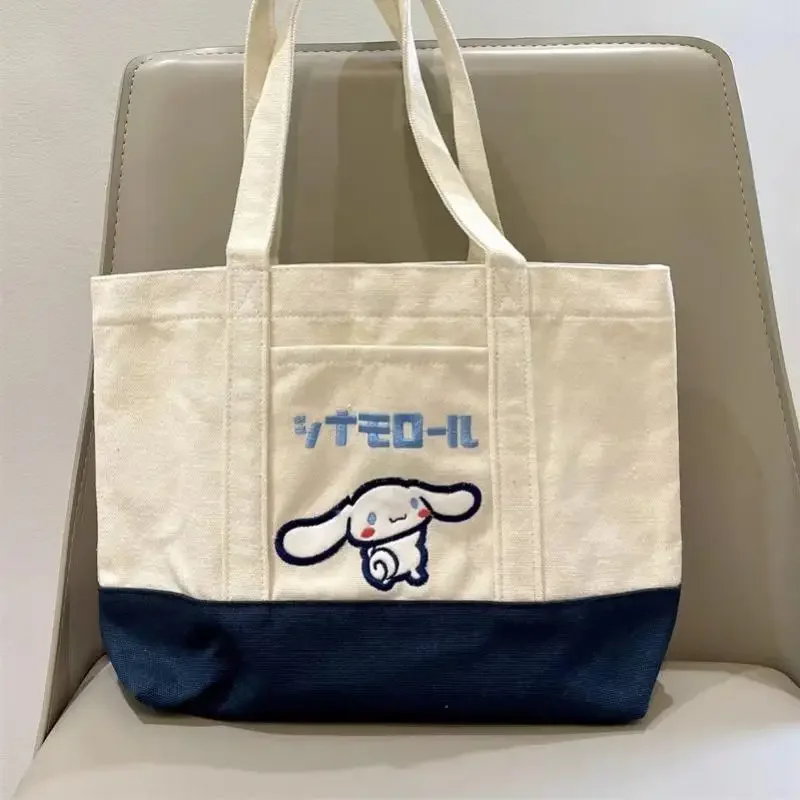 Girl Shopping Bag Canvas Bag Hot Sanrio Tote Bag Shoulder Bag Hangyodon Hello Kitty Cinnamoroll Student Cartoon Travel Handbag