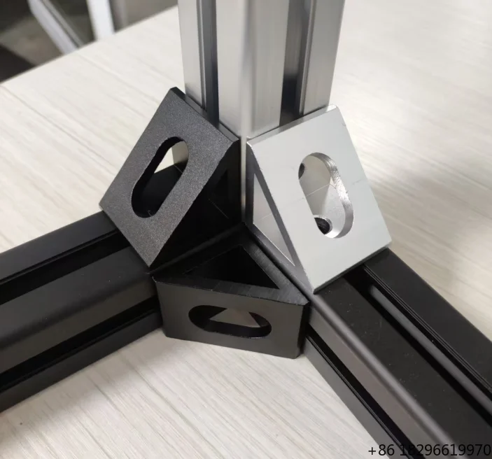 Black T-Slot 90 Degree Angle Corner Brackets Aluminum Alloy Triangle CNC Mill and 3D Printer Construction DIY Parts Connector