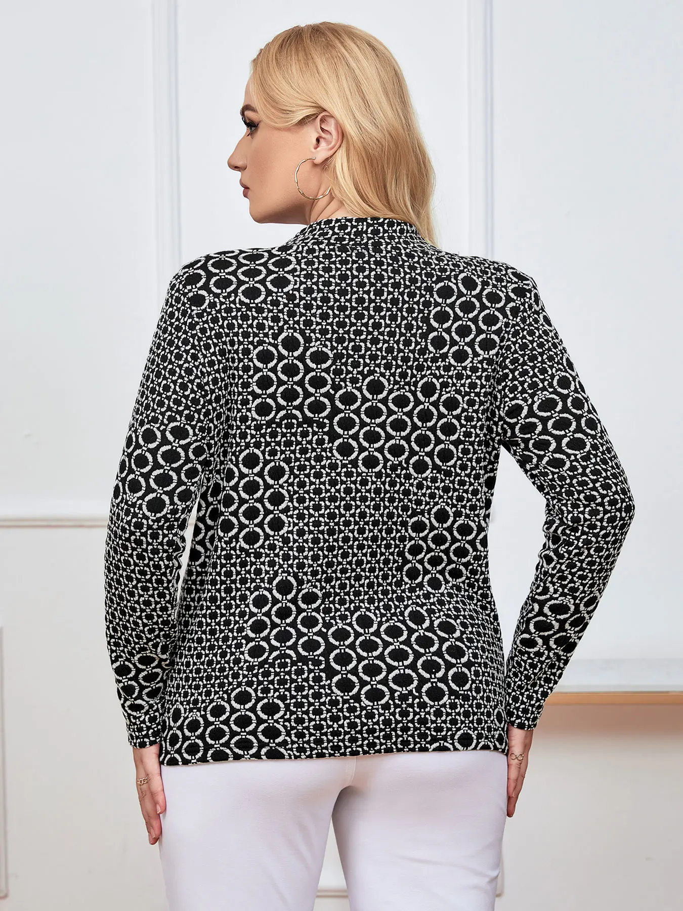 Damski Plus Size Top jesienny elegancki Top mody nadaje się do okrągłego damskiego bawełnianego Top na co dzień