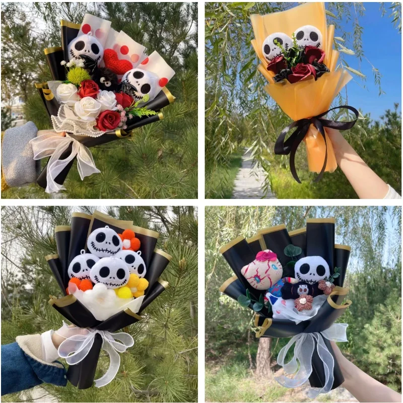 

Кошмар перед Рождеством Джек Скеллингтон плюшевые куклы креативный букет забавный череп подарки на день Святого Валентина на Рождество и Хэллоуин