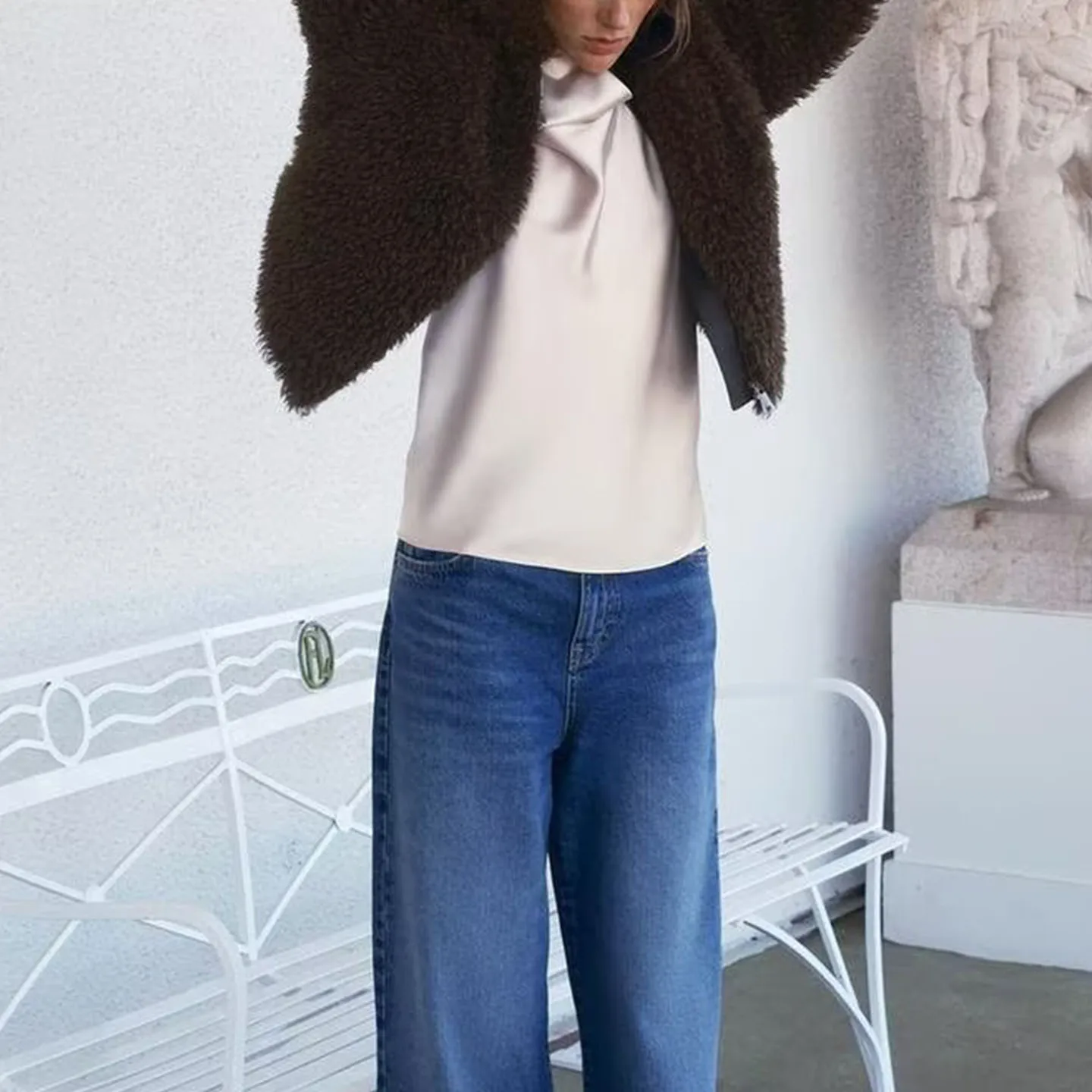 

Z Women's Faion Long Fce Jaet Versatile Casual Sle Stand Fit ort Coat Zipper Closure Autumn Collection