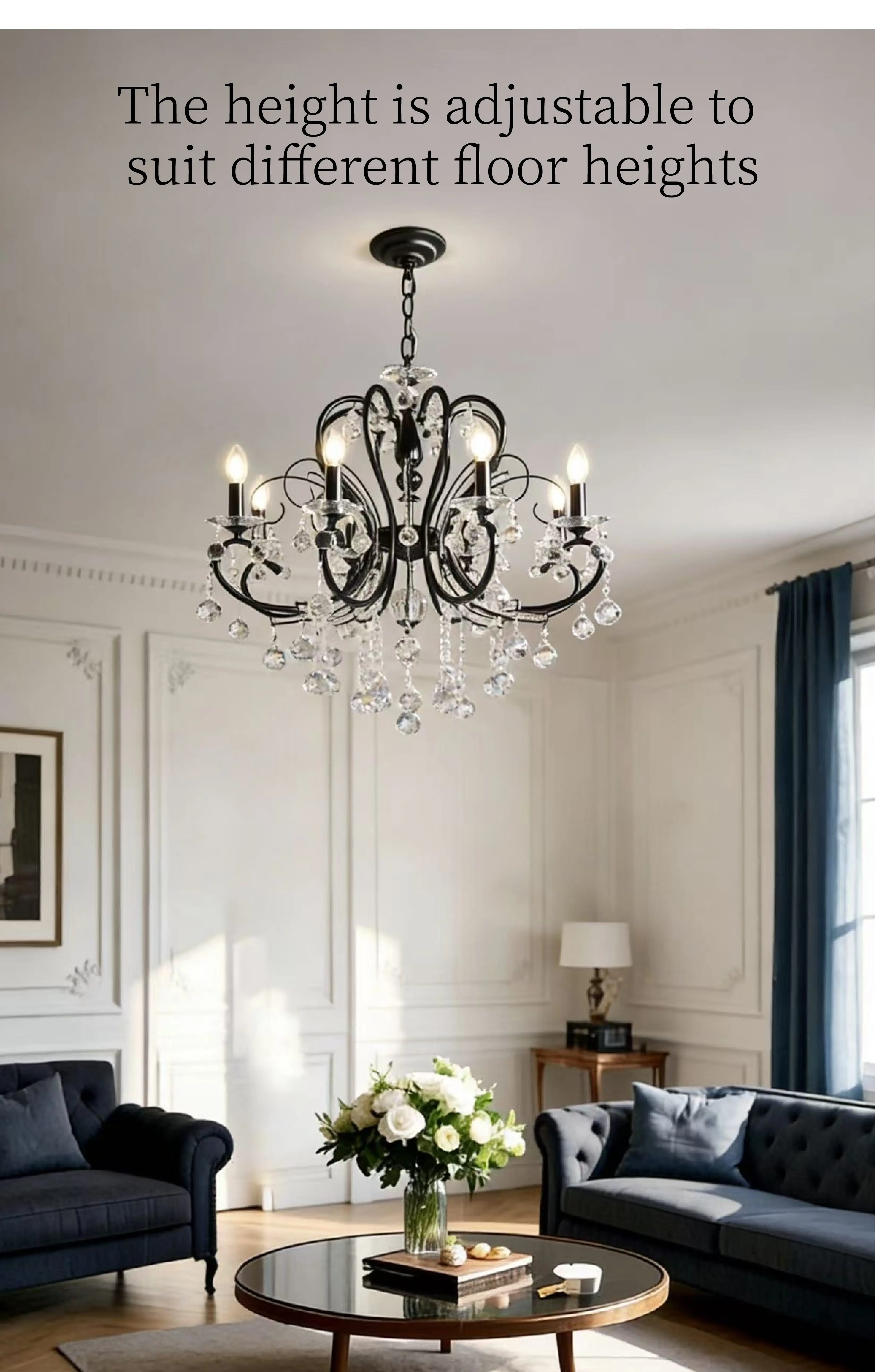 American Black Iron E14 Candle LED Chandelier
