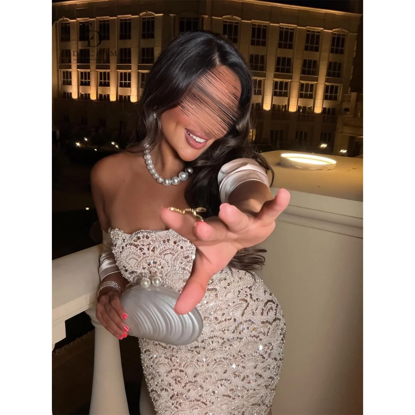 

EDECPBM Sequin Strapless Silver Straight Evening Dress 2026 Prom Dress Women Ladies Party Gala Prom Royal Chic Customized