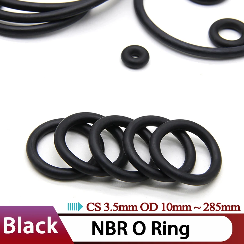 

10/50Pcs Black CS 3.5mm NBR Nitrile Rubber O Ring Gasket Thickness OD 10mm ~ 285mm Round Corrosion Oil Resistant Sealing Washer