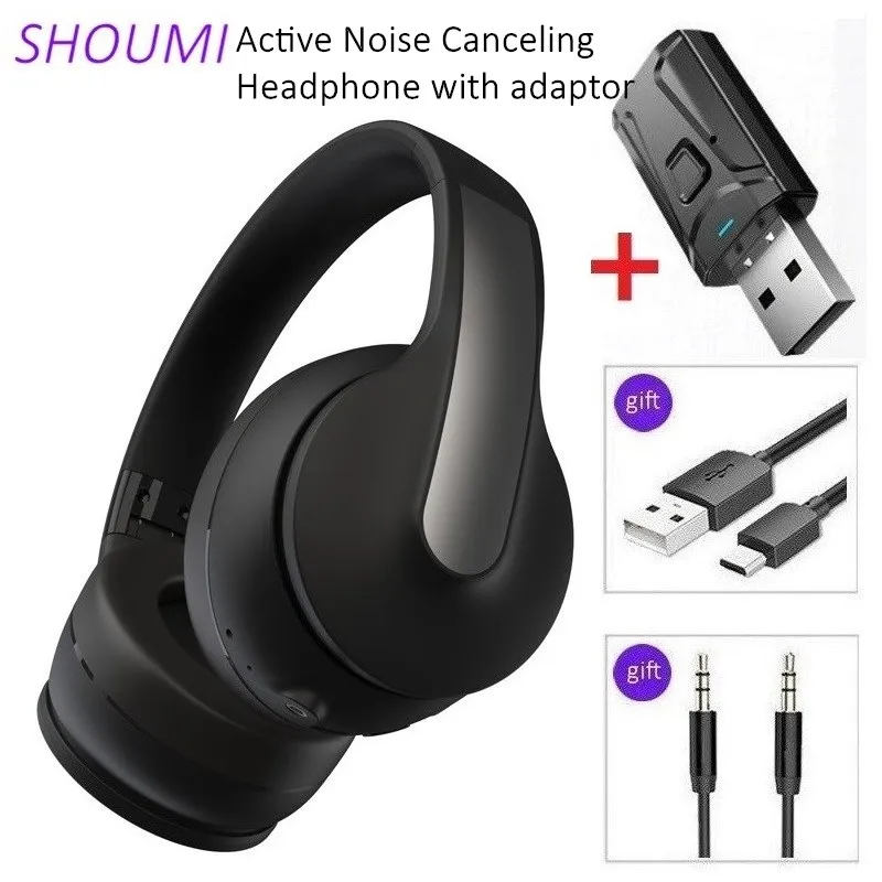 Shoumi Wireless Headset Stereo ANC Headphone Foldable Bluetooth Helmet USB Adaptor with Microphone for Xiaomi Huawei Phone TV PC