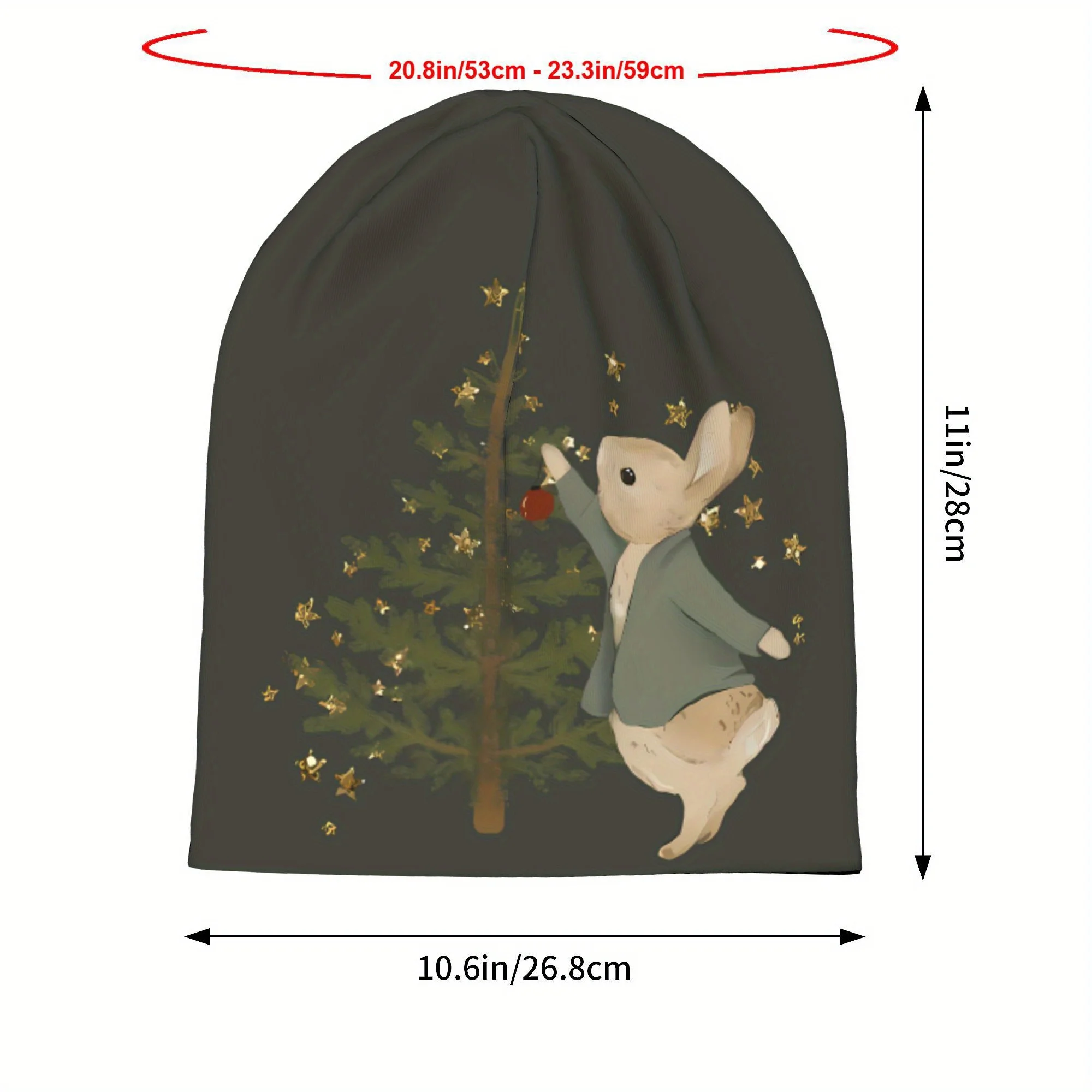 Christmas Tree Rabbit Beanies Caps Hat Fashion Bonnet Hats Men Winter Hat Keep Warm Soft Touch Outdoor Hiking Cycling Print