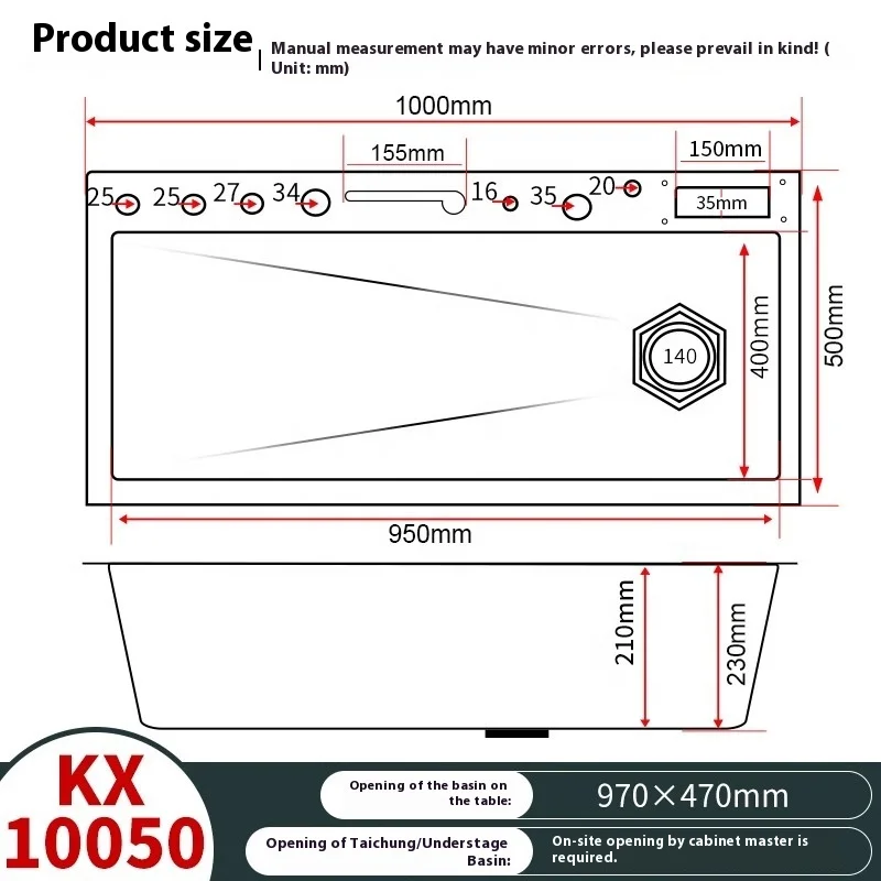 الاتجاه الجديد 100X50cm المطبخ الكبير LED شاشة ديجيتال بالوعة الفولاذ المقاوم للصدأ شلال بالوعة مع كأس غسالة