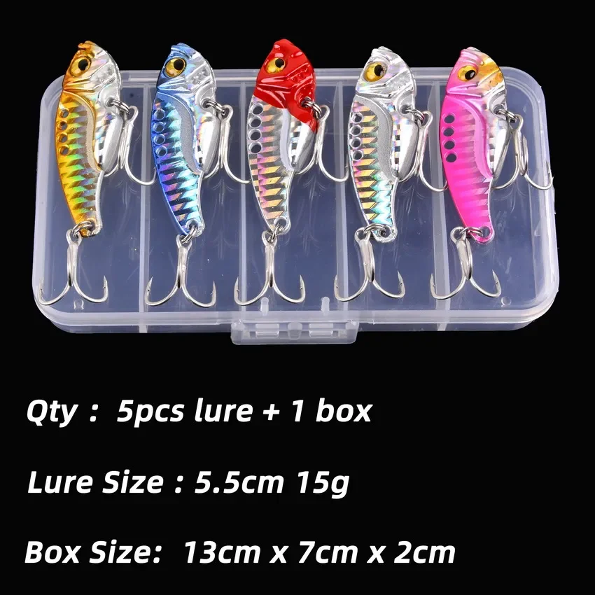 Aorace 5 teile/schachtel Metall VIB 3/7/10/15/20g Angeln Locken Vibration Löffel Harte köder Crankbait Wobbler Swimbait Zikade VIB Tackle