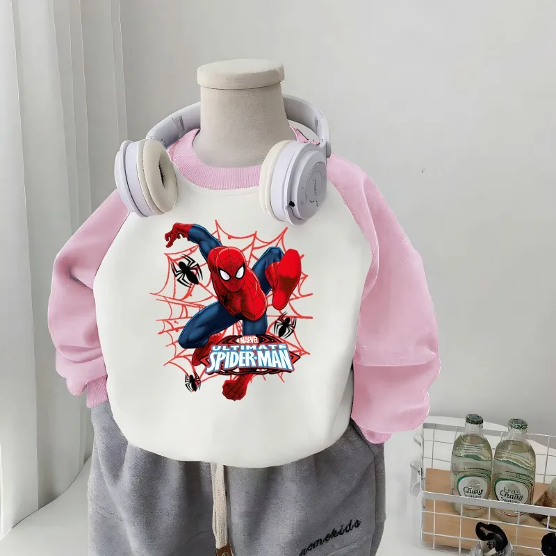 春秋の新スタイルスパイダーマンプリントベビーボーイズカジュアルスウェットシャツスプライス長袖パーカー子供用カジュアルプルオーバートップス