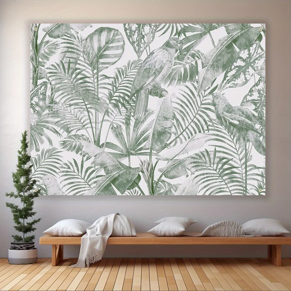 1 Tropical Monstera Leaf Wall Decor- Machine washable, polyester fabric, modern greenery design, perfect for interior decoration 3