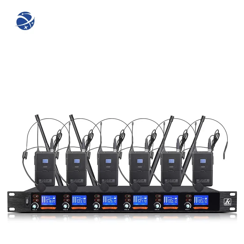 ERZHEN Professional UHF 6 Channel Wireless Microphone System Multifunctional Wireless Microphone System