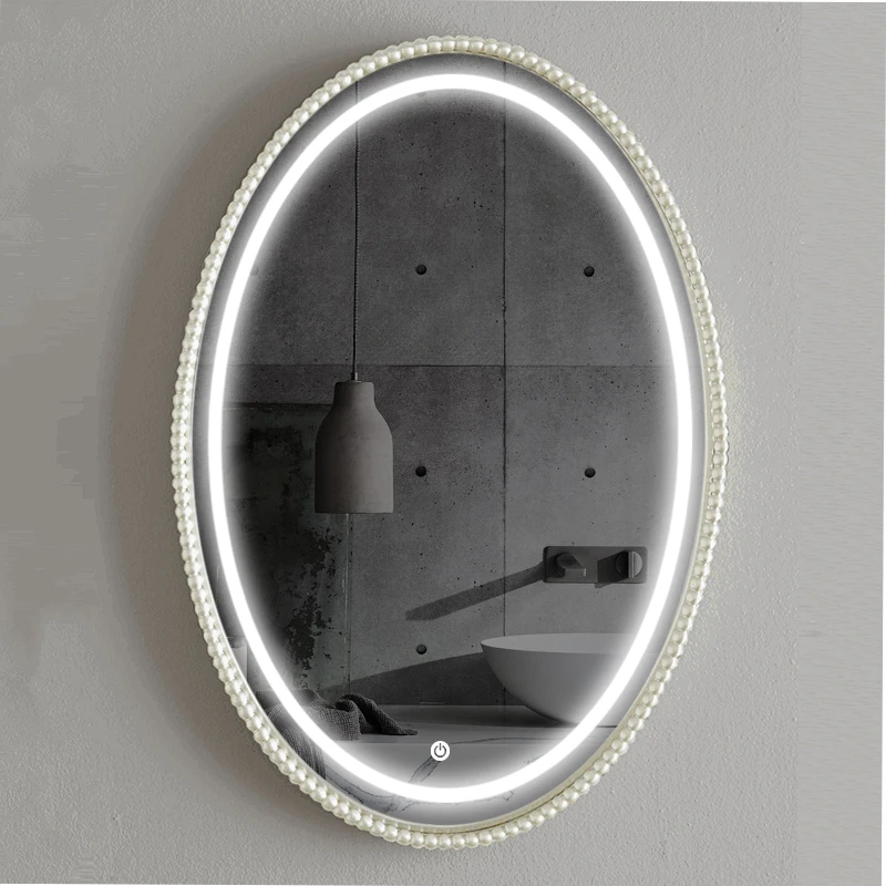 Aesthetic Oval Wall Mirror Metal Frame Design Dresser Miroir Salon Bathroom Espejos Grandes   Cuerpo Entero Bedroom Decoration