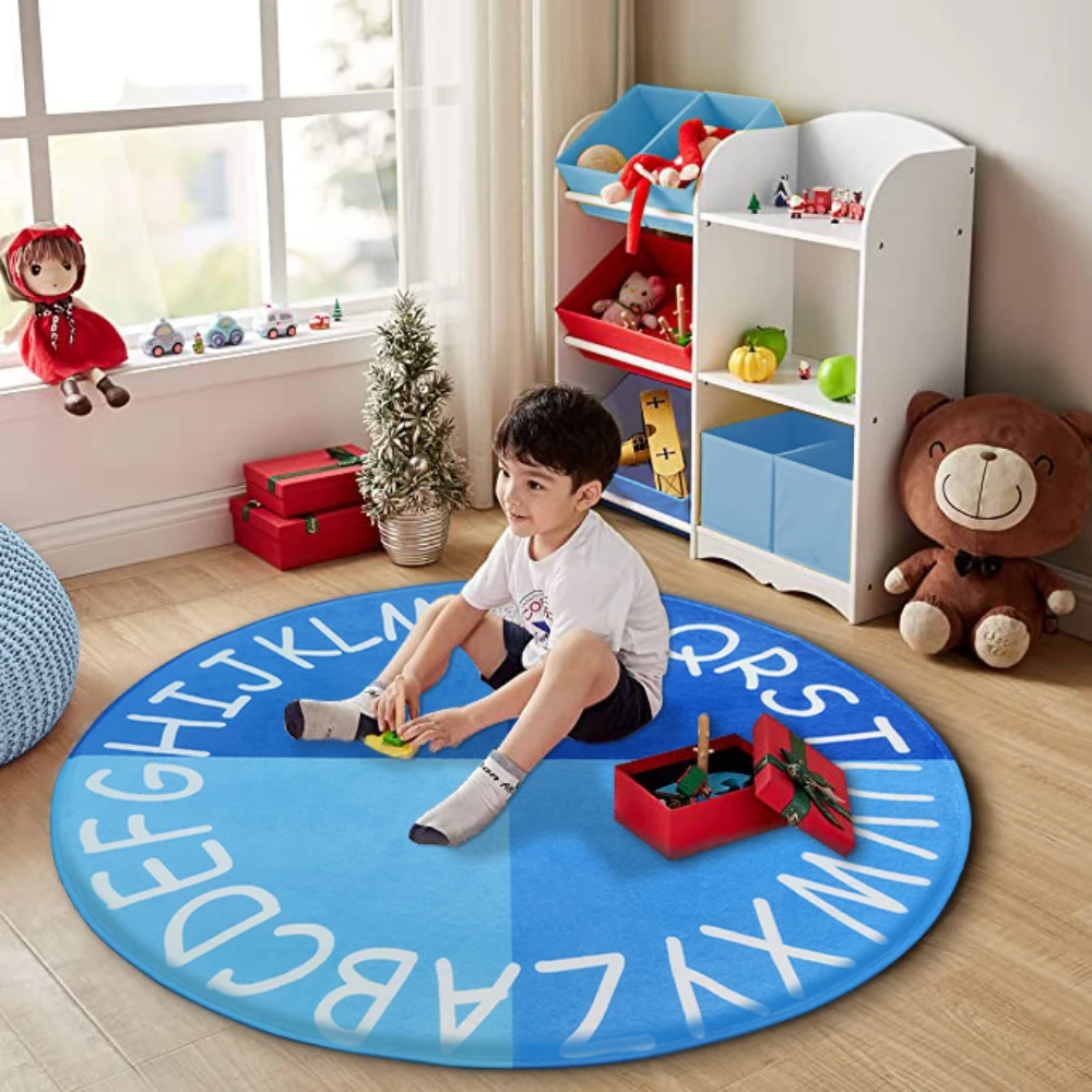 

VIKAMA Circl Rug Flannel Carpet Circular Polygon Star Letter Carpet Living Room Sofa Carpet Bedroom Bedside Study Carpet