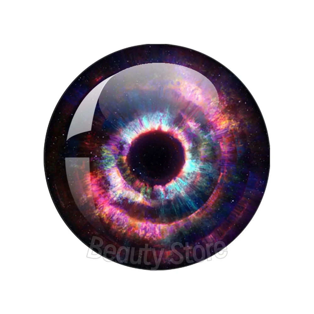 12pcs Milky Way Series Glass Eye Chip Round Cabochon 10MM-40MM Handmade Girl Toy Drop Glue Eye Pupil DIY Blyth BJD Doll Accessor