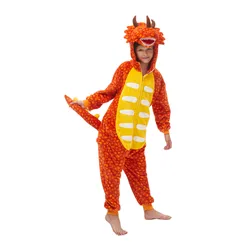 Orange Triceratops Dinosaur Children Kigurumi Kids Onesies Pajamas Cosplay Costumes For Halloween New Year Carnival Party