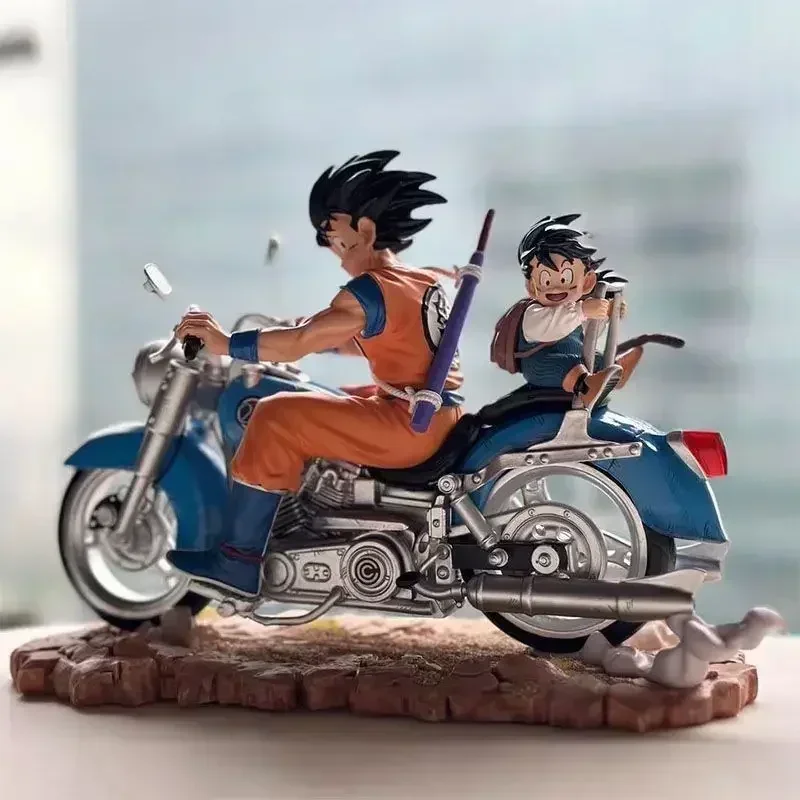 Dragon Ball Anime Action Figure, Filho Gohan Goku, DBZ Pai e Filho Motocicleta, 15cm PVC Modelo de Coleção Brinquedos Presentes