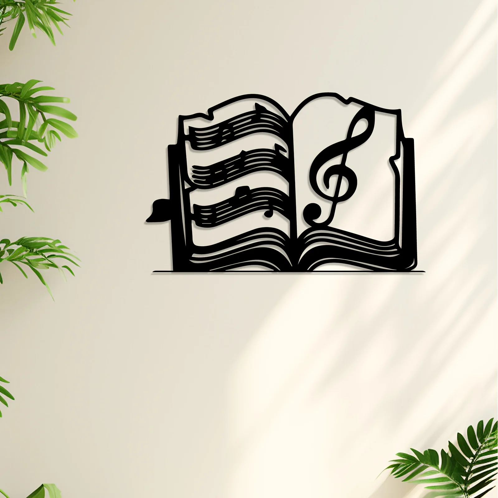 Vintage Music & Book Metal Wall Art, Iron Mural With Music Staff Treble Clef Piano Keys